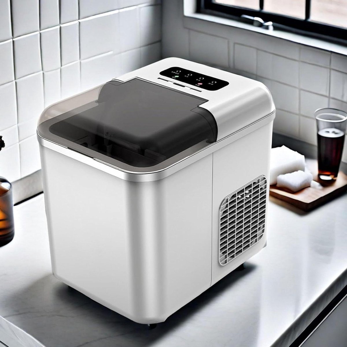IJsmachine Aanrecht - IJsmaker Blokjes - Snelle IJsproductie - Zelfreinigende Functie - 12 kg per 24 uur - Zilver