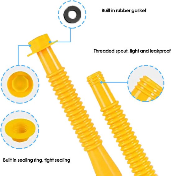 Vervangingsset Gasblikjes - Tuit Set - Veilig Tanken - Lekvrij Ontwerp - 6 Sets - Zwart — afbeelding 2