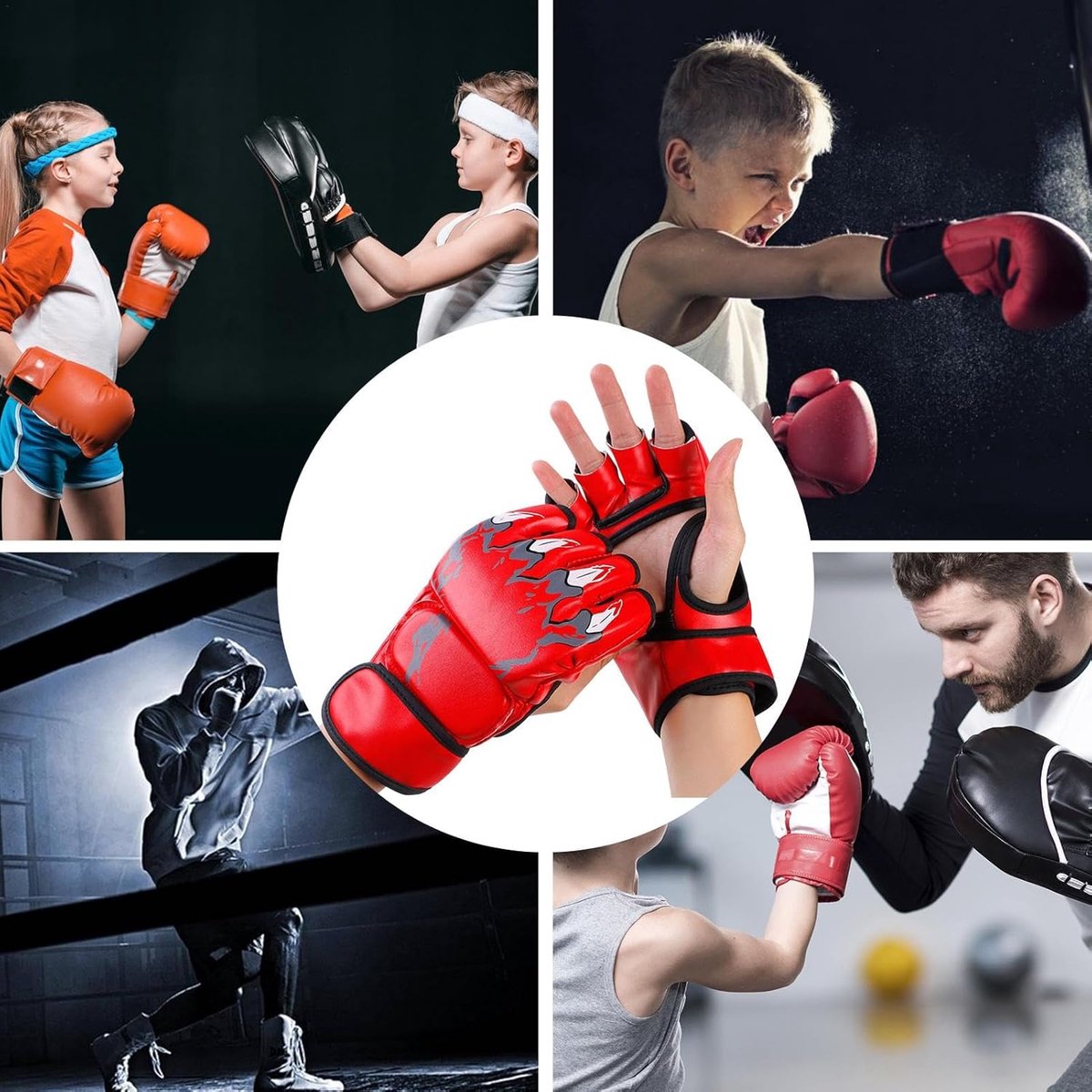 Bokstrainingshandschoenen - Kickbokshandschoenen Vechtsport - Intensieve Training - Effectieve Schokdemping - Verstelbaar - Rood