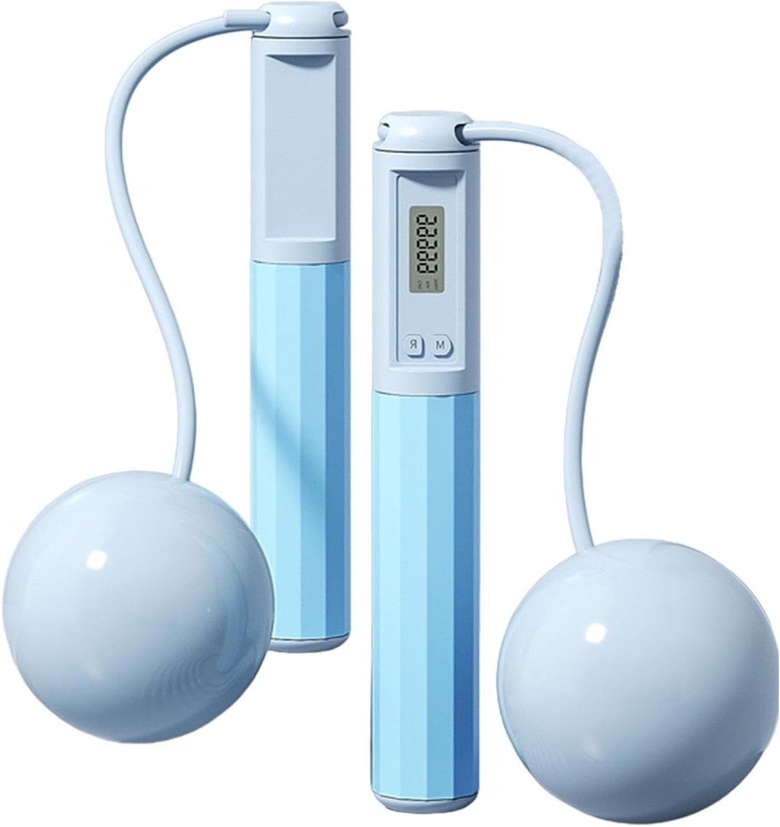 Springtouw - Fitness Touw - Cardio Training - LED Display - Verstelbaar - Lichtblauw