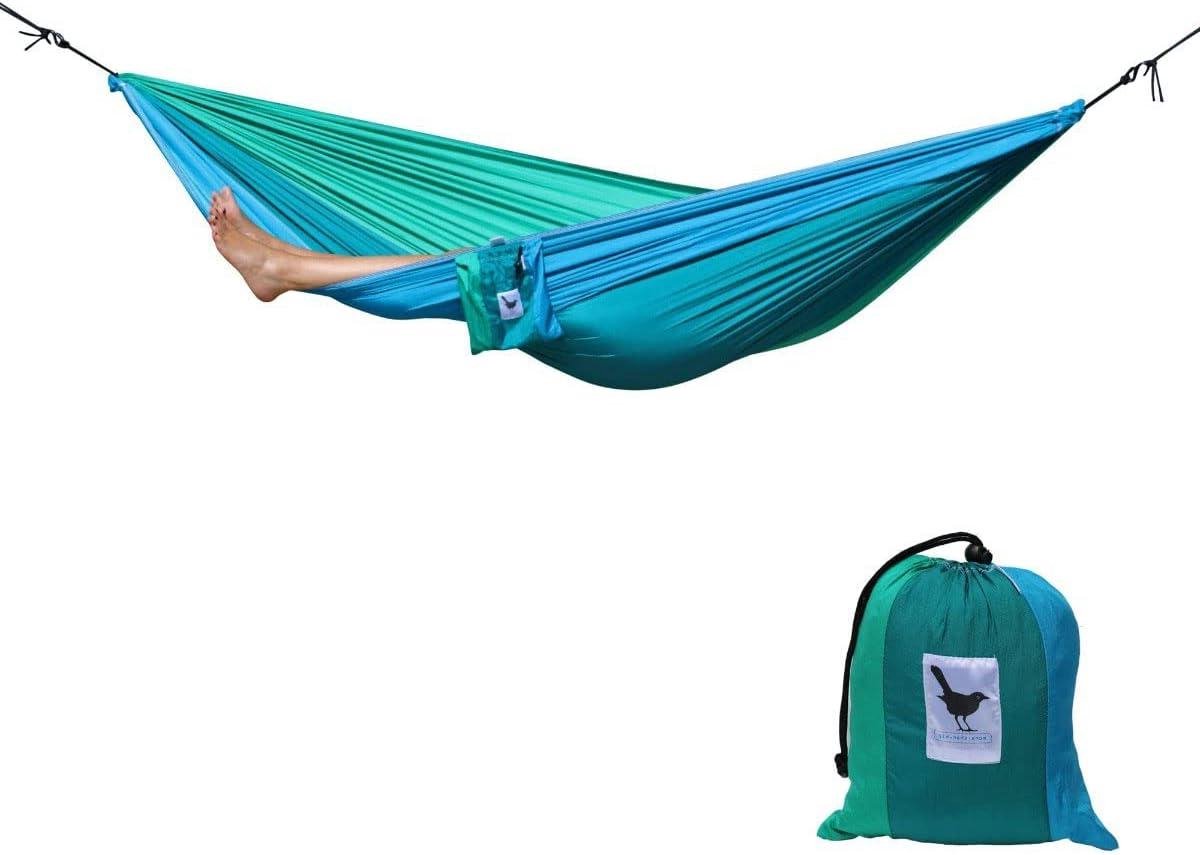Reishangmat XXL - Kampeerhangmat Dubbele Hangmat - Ontspannen in de natuur - Parachute stof - 290x210 cm - Blauw