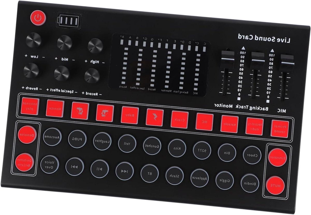 Externe Geluidskaart - Mixer Audio - Podcast Opnemen - Realtime Monitoring - 23.4 cm - Zwart