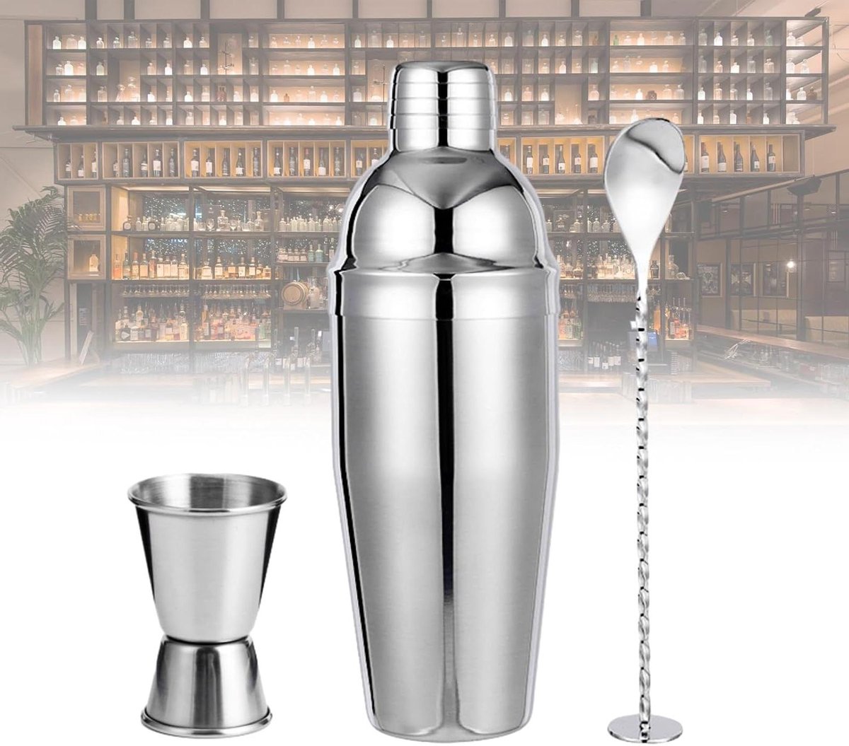 Cocktail Shaker Set - Barman Kit - Drankjes Maken - Complete Set - 30 x 20 x 10 mm - Zilver