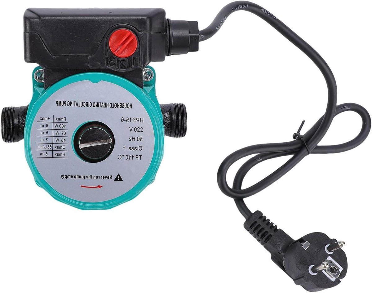 Warmwater Circulatiepomp - Boosterpomp CV - Efficiënte Watercirculatie - 3 Snelheidsinstellingen - 65 L/min - Groen