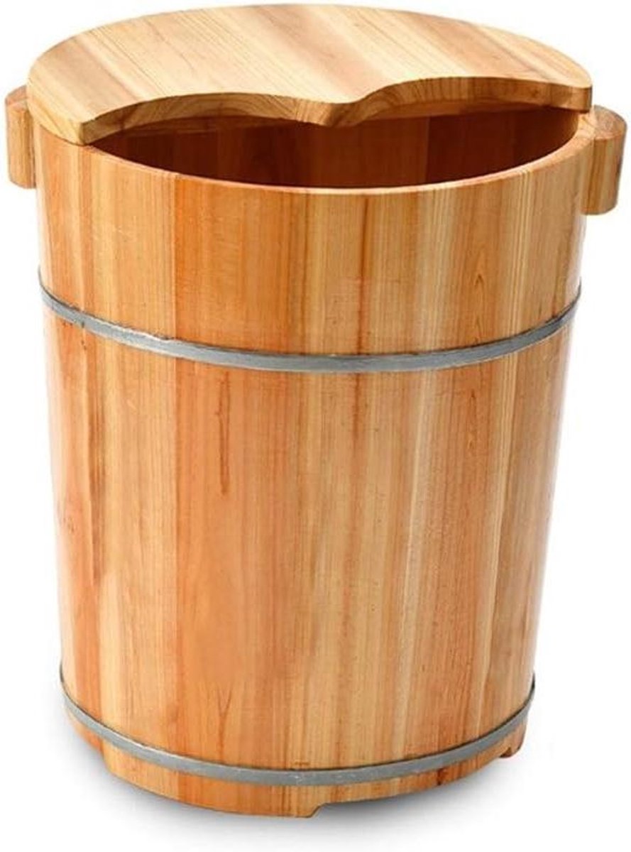 Houten Voetenbad - Voet Spa Bad - Voeten Ontspannen - Gladde Handgepolijste Randen - 37x40x30cm - Houtkleur