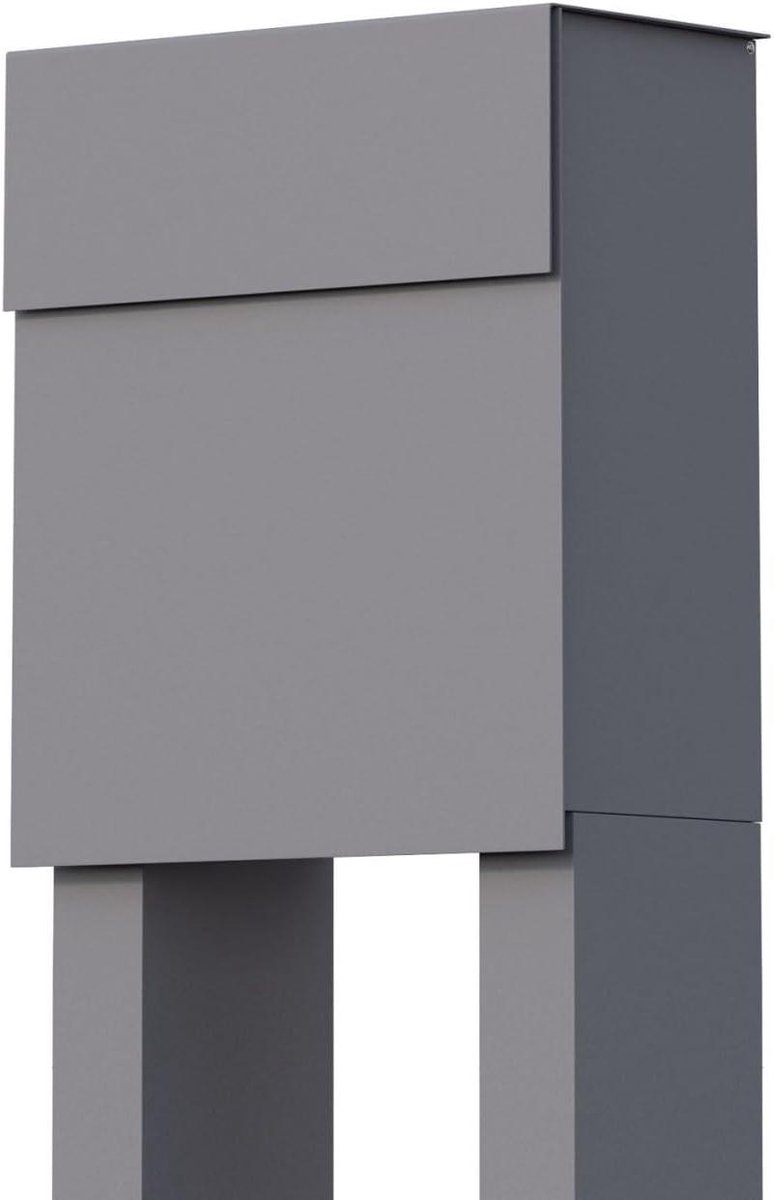 Staande brievenbus - Brievenbus buiten - Post ontvangen - Gepoedercoat staal - 128 cm hoog - Grijs metallic