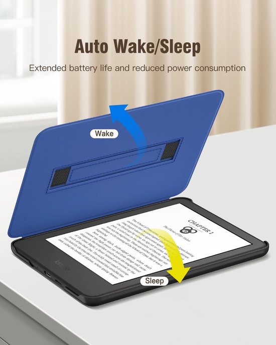 E-reader Hoes - Beschermhoes E-reader - Onderweg Lezen - Met Handband - 6 inch - Blauw — afbeelding 5