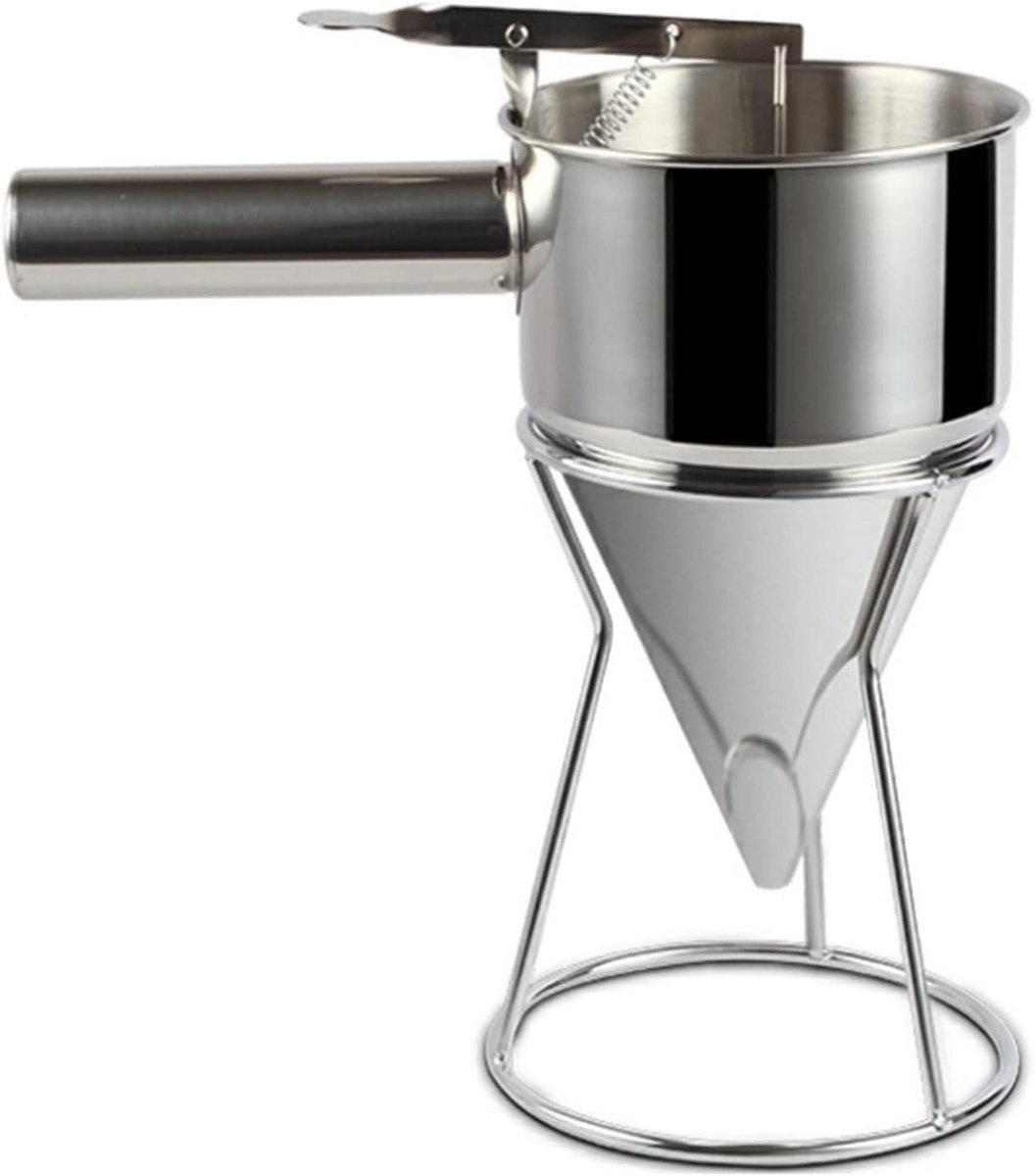 Beslag Dispenser - Trechter met Handvat - Bakken Maken - Gecontroleerde Vloeistofstroom - 22 x 13.2 cm - Zilver