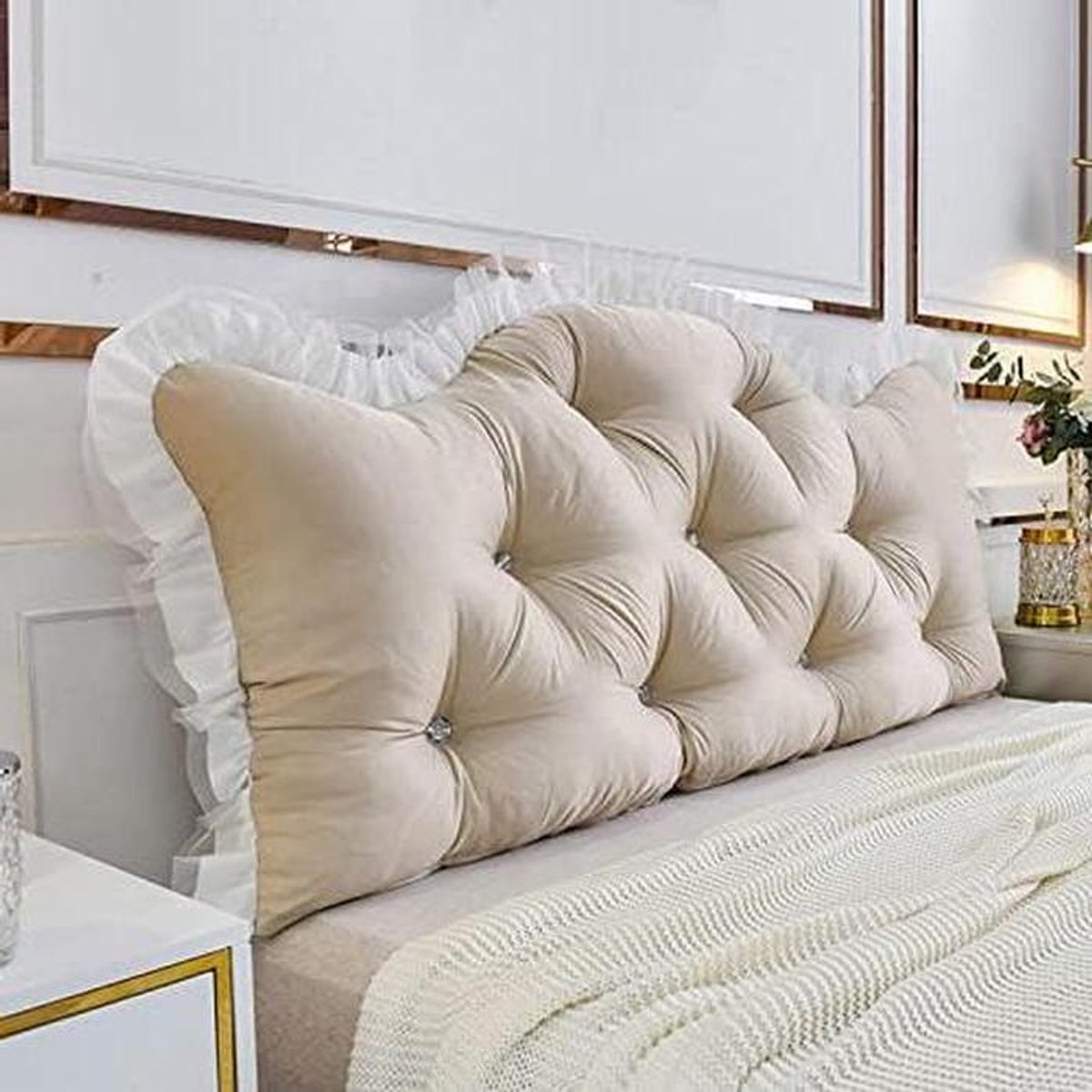 Wigkussen - Leeskussen Rugsteun - Ontspannen in Bed - Ergonomisch Ontwerp - 180 cm - Kaki