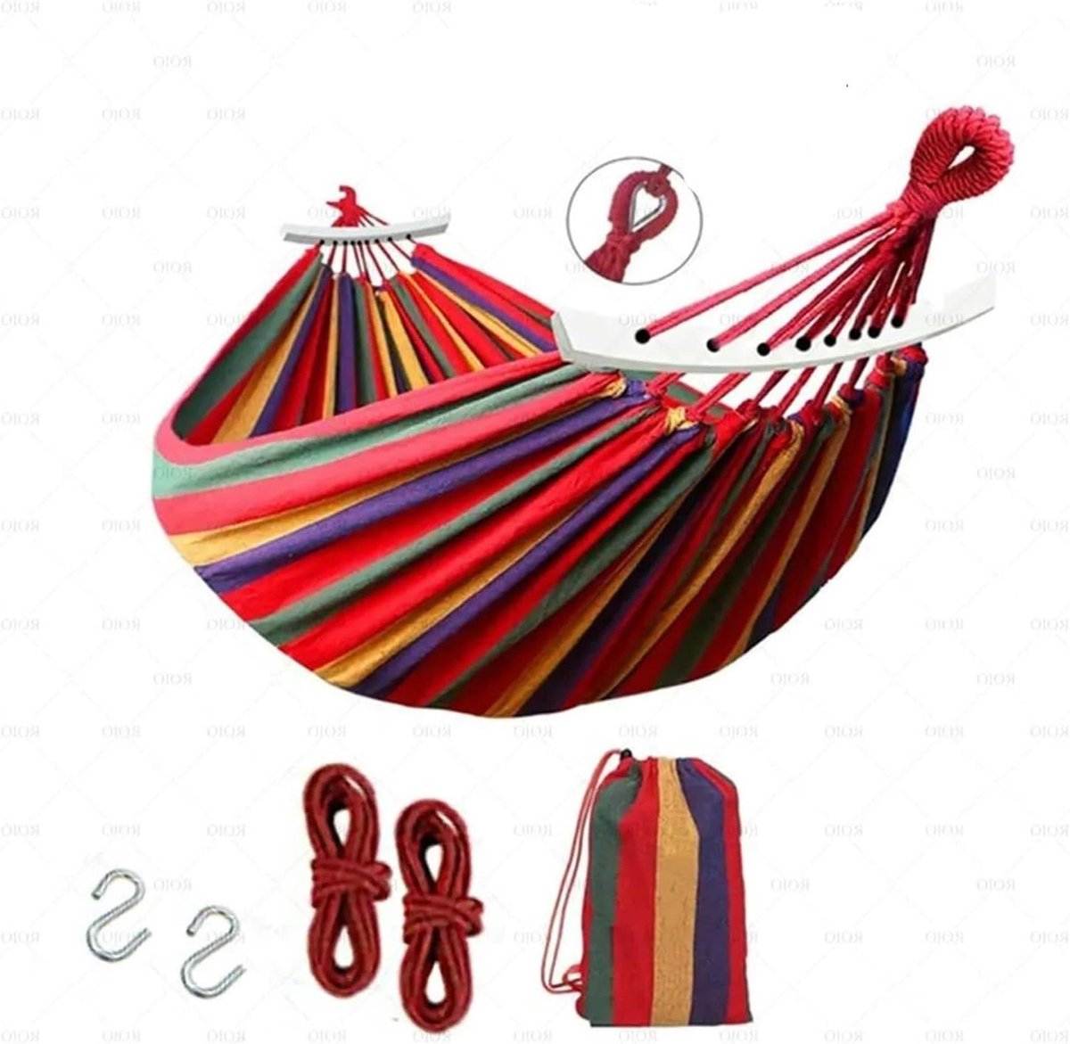 Campinghangmat Stof - Reishangstoel Hangmat - Ontspannen Buiten - Ademende Stof - 10L x 10W mm - Regenboog