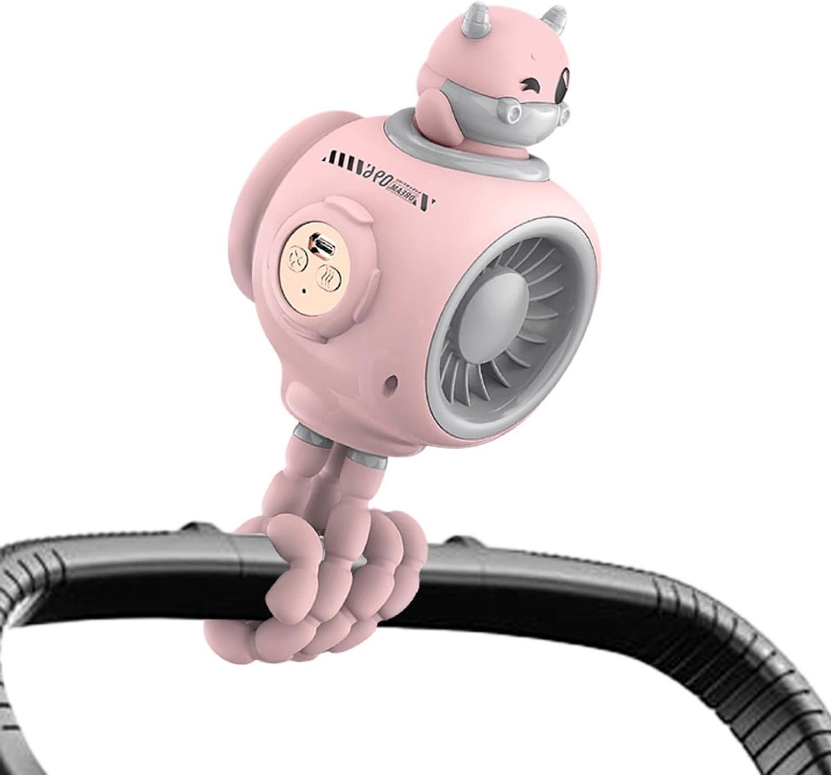 Draagbare Ventilator - Kinderwagen Fan - Koel Blijven - 90 Graden Rotatie - 20 cm - Roze