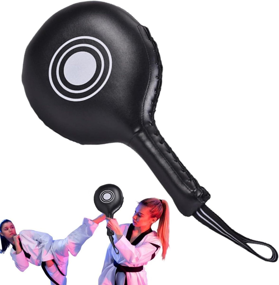 Kickboks Trainingspads - Taekwondo Trappads - Vechtsport Training - Schokabsorberende Voering - 36x20x5 cm - Zwart