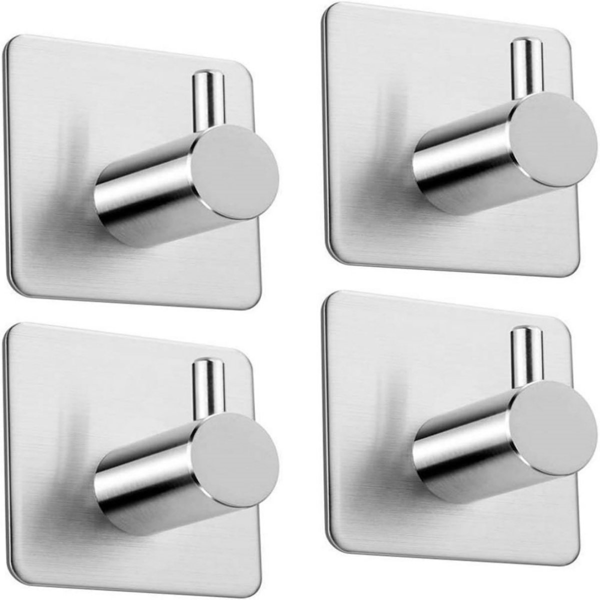 TOVBMUP Handdoekhaken - RVS haken - Geen boren nodig - Voor badkamer en keuken - Zilver - 4 stuks