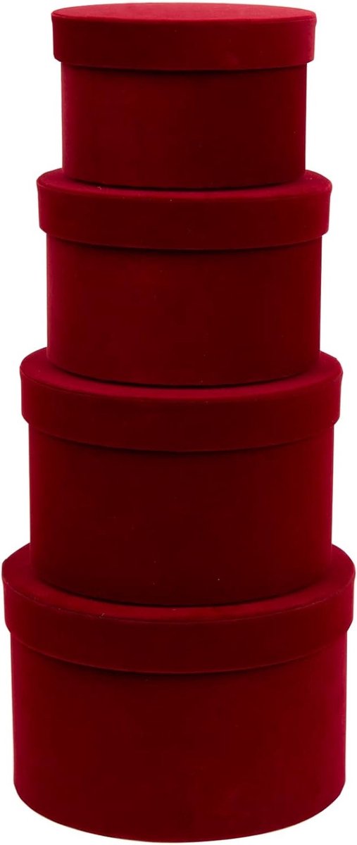 Verjaardagscadeau Doos met Deksel, Luxe Cadeaudoos voor Taart en Sieraden, 4 Stuks, Wijnrood, Perfect voor Moederdag en Speciale Gelegenheden