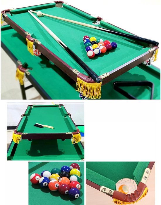 Mini Pooltafel - Tafelbiljart Spel - Indoor Vermaak - Draagbaar Compact Ontwerp - 60x30x15 cm - Houtkleurig van mini — afbeelding 2