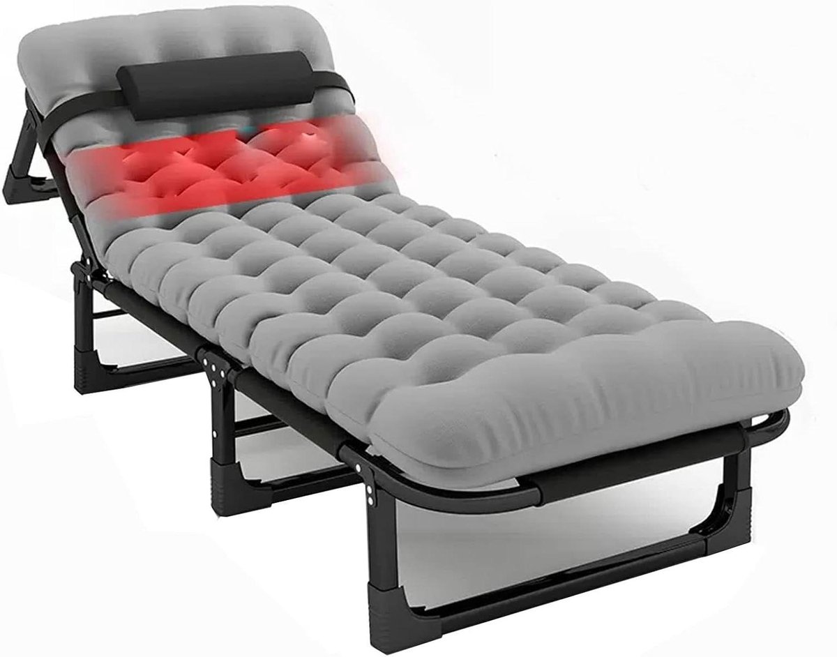 Opvouwbaar campingbed - Reisbed Gastenbed - Kamperen Ontspannen - 4 standen verstelbaar - 75 x 30 inch - Grijs