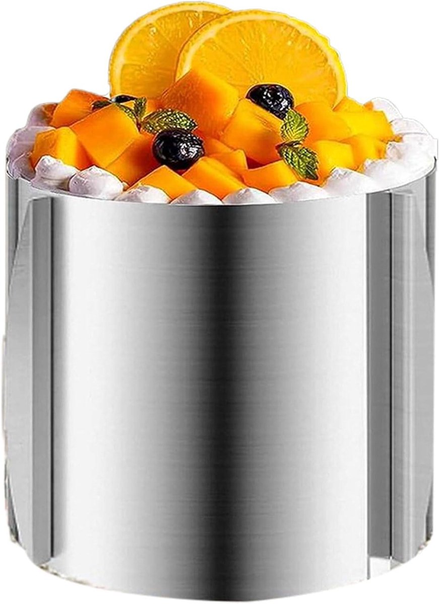 Taartring - Bakring Dessertring - Taarten Bakken - Verstelbare Diameter - 20 cm Hoog - Zilver