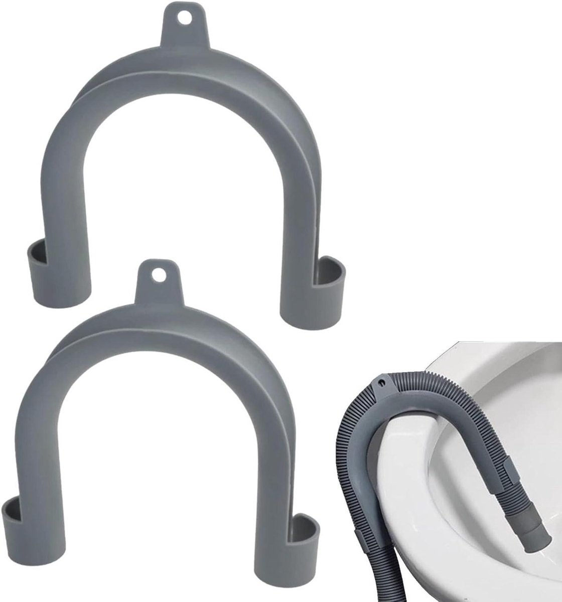 Wasmachine Afvoerslanghaak - Waterslanggeleider Gootsysteem - Afvoer Optimaliseren - Flexibele Opening - 2 stuks - Grijs