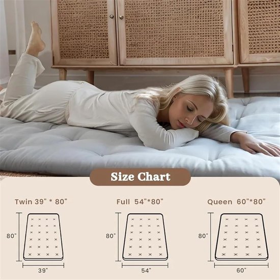 Futon Matras - Tatami Matras - Slapen - Opvouwbaar - Dubbel - Grijs — afbeelding 4