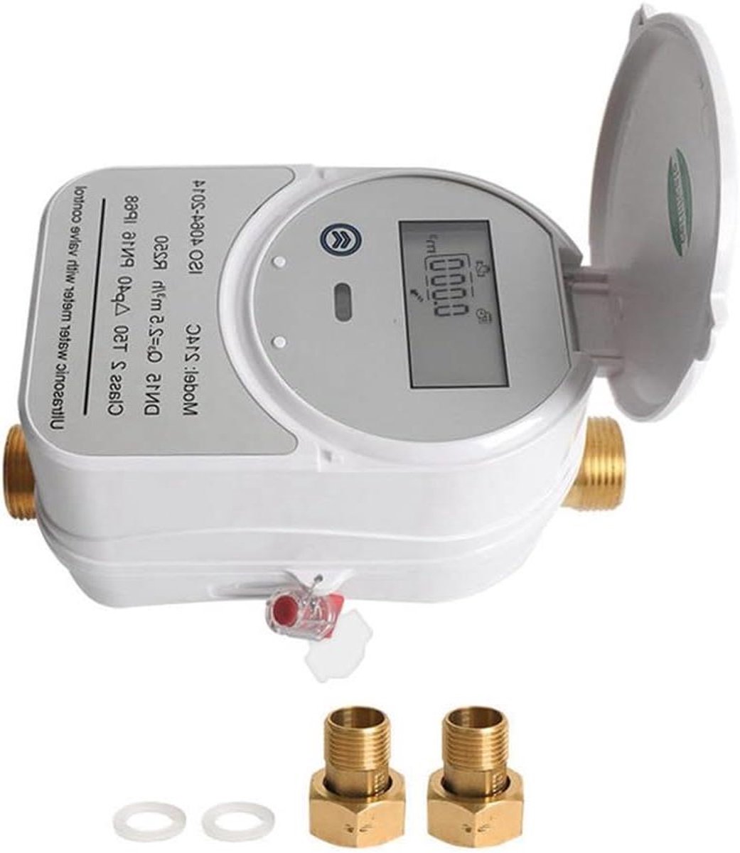 Slimme Watermeter - Waterverbruik Meter - Waterbeheer Thuis - Met Klepfunctie - DN15 - Grijs