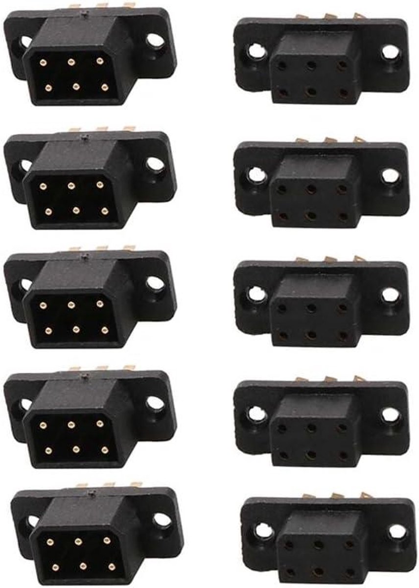 Servo Connectoren - Roer Pluggen - Drone Onderdelen - Goede Isolatie - 6 Pins - Zwart