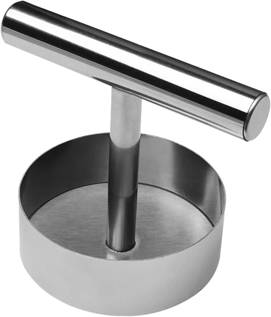 Burgerpers RVS - Hamburger Smasher - Pasteitjes Vormen - Verstelbare Dikte - 140g - Zilver