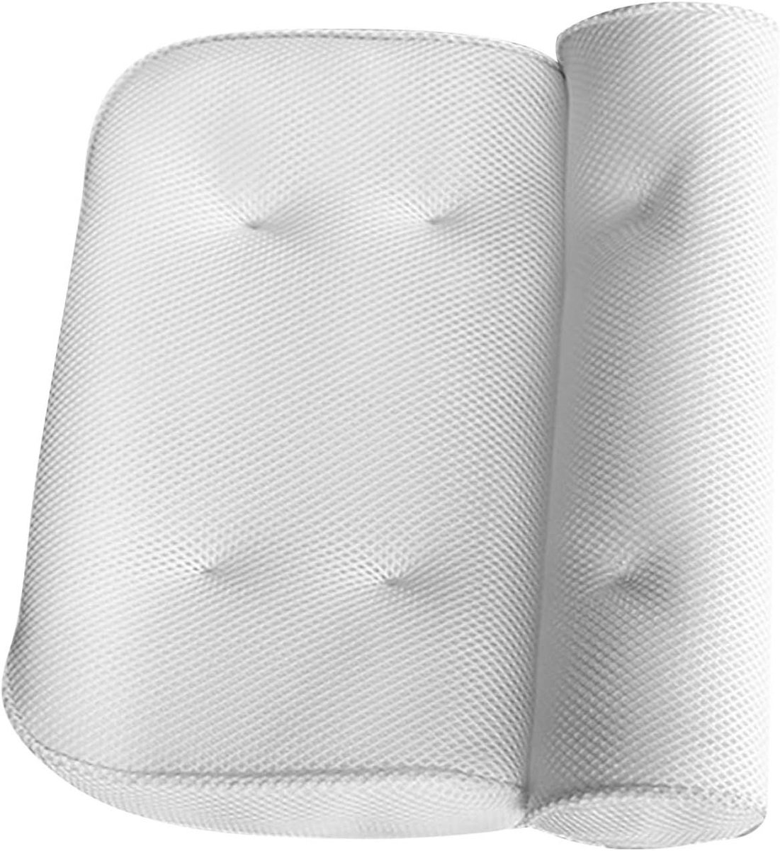 Badkussen - Nekkussen Spa - Ontspannen in Bad - Antislip Zuignappen - 33x33.5x10 cm - Wit