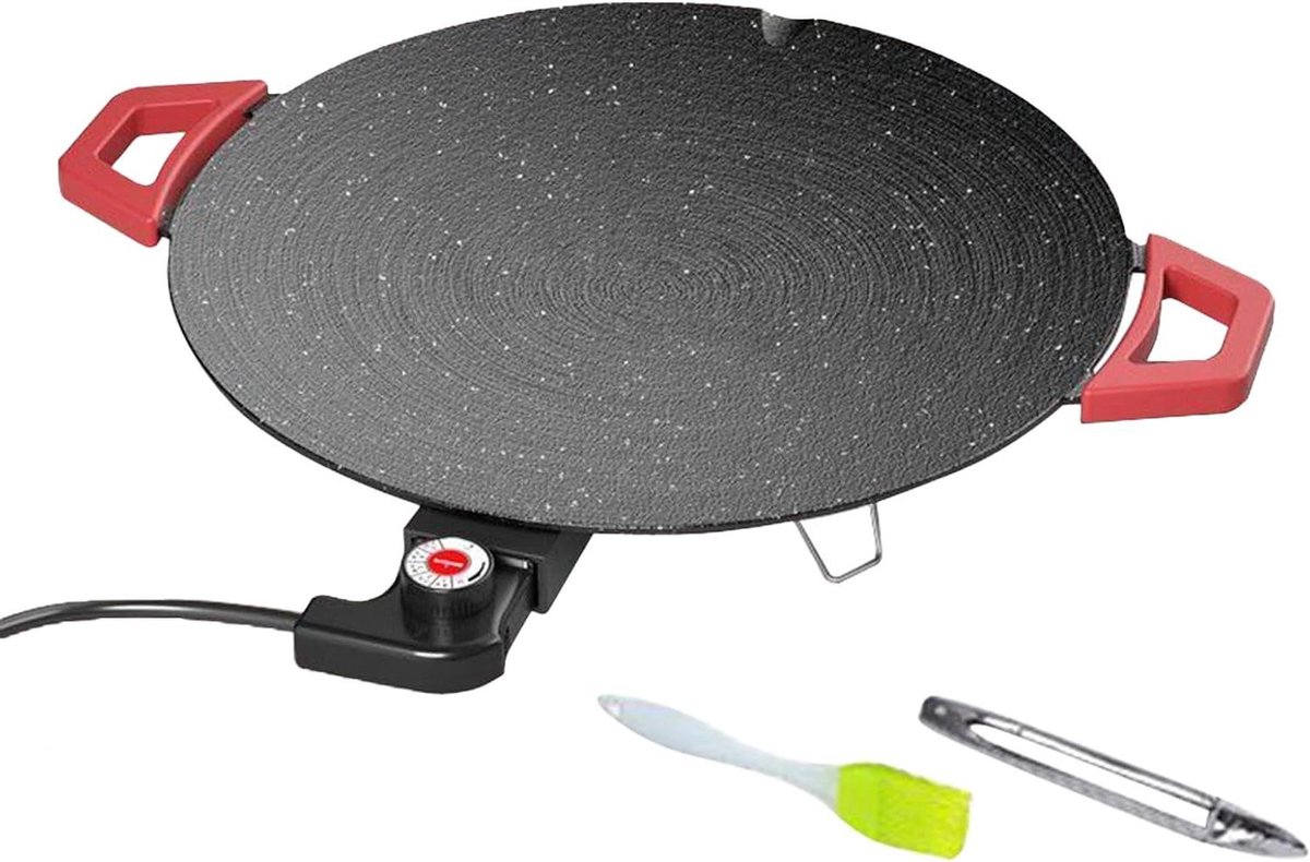 Elektrische Grillplaat Binnen BBQ Ronde Grill Gezellig Koken Antiaanbaklaag 36 cm Zwart