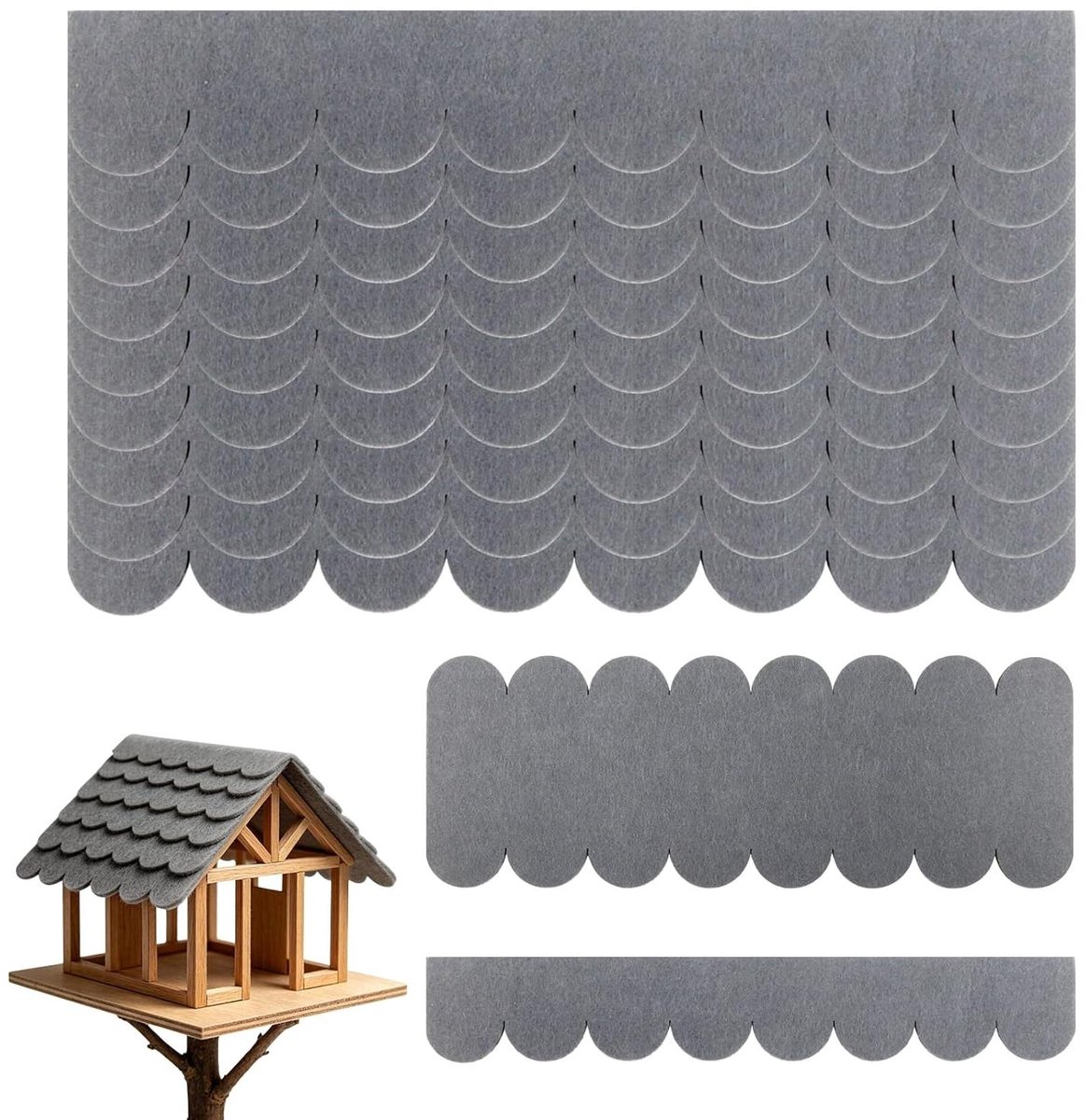 Mini Dakshingles - Dakvilt Nestkast Bedekking - Vogelhuisje Afwerken - Zelfklevend Waterdicht - 36 Stuks - Grijs