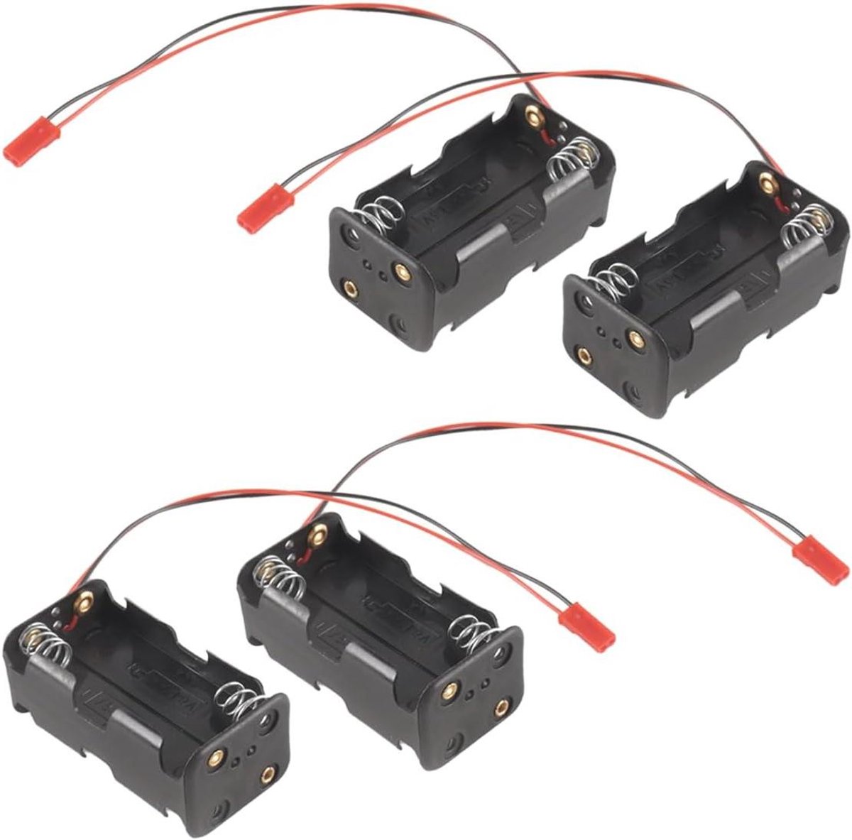Batterijhouder AA - Batterijbox Batterijcontainer - RC Hobby - JST Connector - 4x AA - Zwart