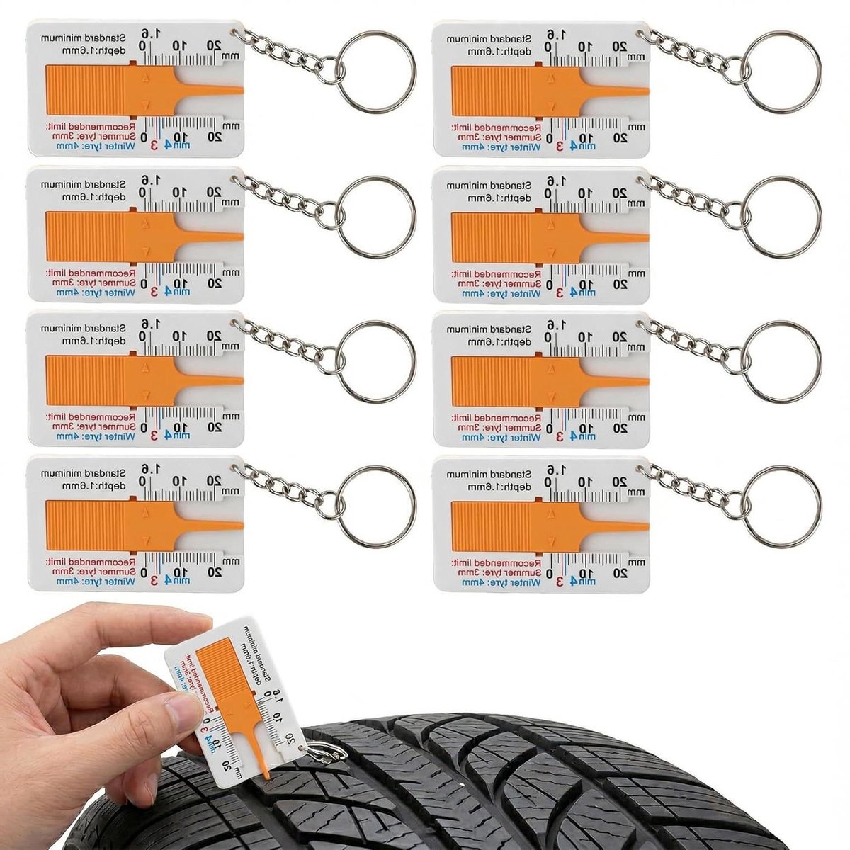 Profieldieptemeters Banden - Bandenmeter Bandenprofiel - Veiligheid Rijden - Nauwkeurige Meting - 0-20 mm - Geel
