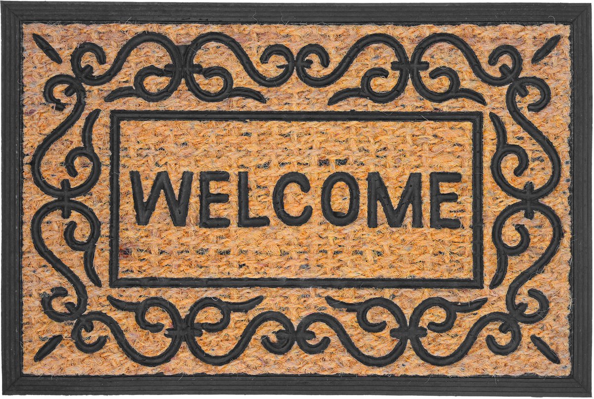 Deurmat kokos - 60x40 cm - ornamenten - antislip