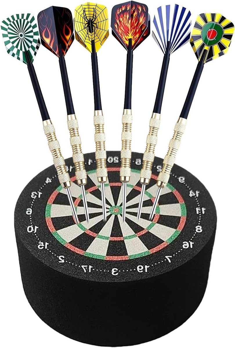 Dartboard houder 10 x 4 cm met 15 cm dart met metalen punt, mini doelwit schijf en accessoires voor dartspellen, ideaal voor thuis en recreatie