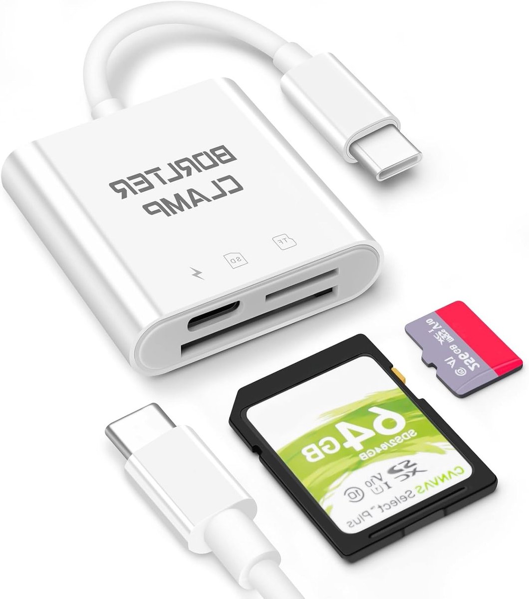 3-in-1 USB C naar SD Kaartlezer, Type C Adapter voor SD/Micro SD Geheugenkaarten, Geschikt voor MacBook, Laptops, Tablets en Smartphones