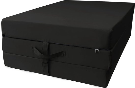 Vouwmatras - Gastenbed Matras - Logeren Kamperen - Afneembare Hoes - 195 x 85 x 10 cm - Zwart — afbeelding 3