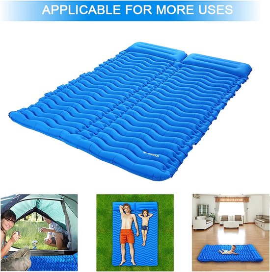 Kampeer Mat - Slaapmat Dubbel - Buiten Kamperen - Waterdicht Materiaal - 2 Persoons - Blauw — afbeelding 2