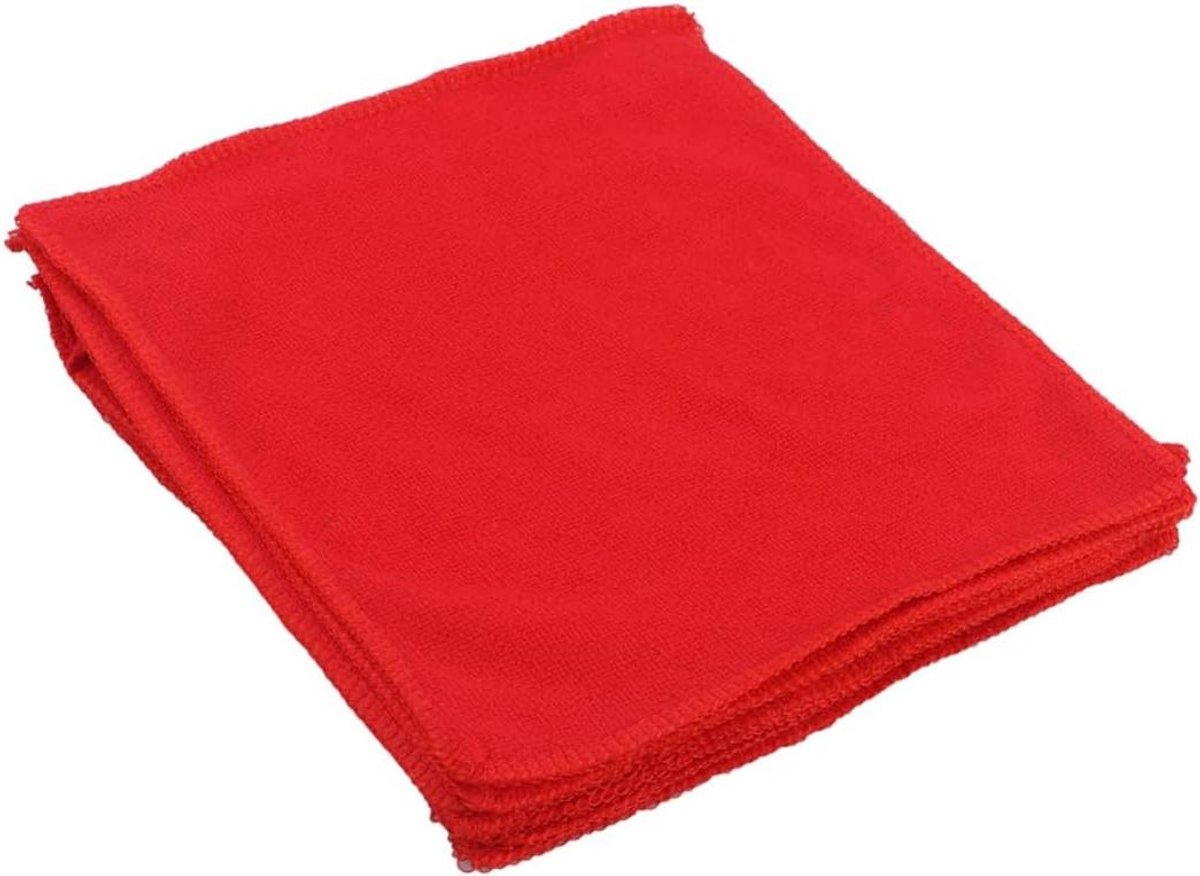 Microvezeldoeken - Autodoeken Poetsdoeken - Auto Reinigen - Sterk Absorberend - 25x25 cm - Rood