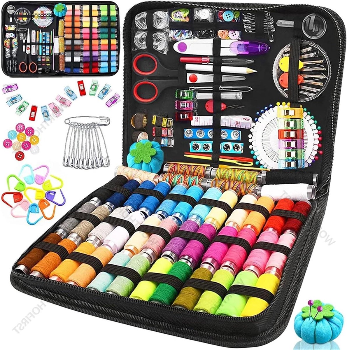 Naaiset - Reparatieset Naaien - Kleding Repareren - Uitgebreide Materialen - 304 Stuks - Zwart
