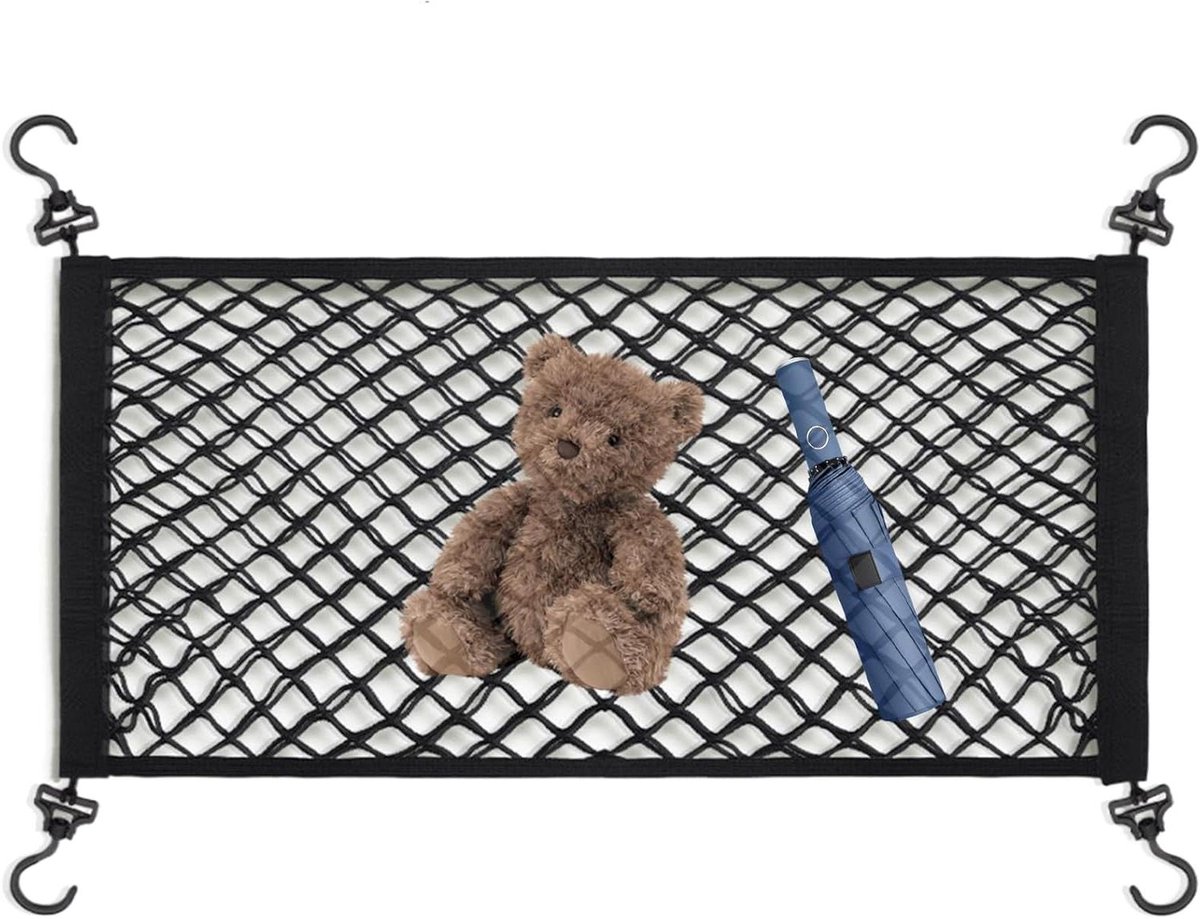 Winkelwagen Net - Opbergnet Kar - Spullen Organiseren - Elastisch Heavy Duty - 70x35cm - Zwart