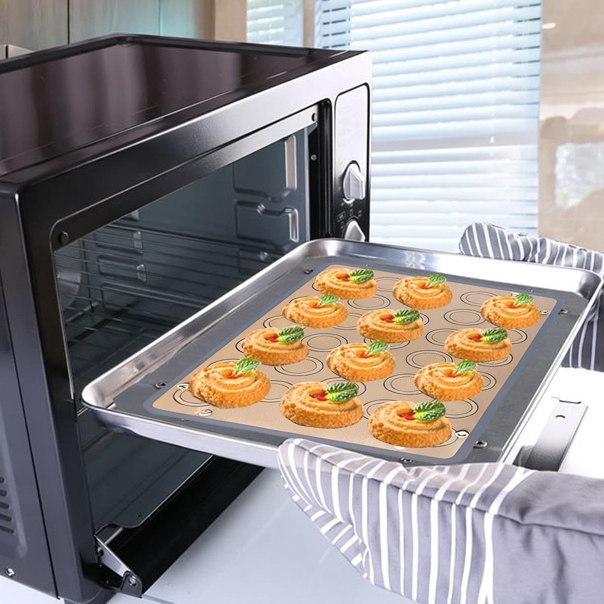 Siliconen Bakmat Bakplaat Mat Bakken en Braden Hittebestendig Anti-aanbak 42 x 30 cm Meerkleurig