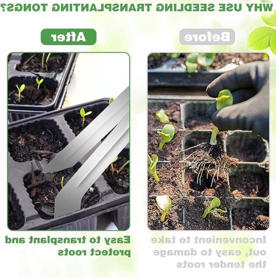 Allecto - Transplant Tangen - RVS Tuinplanten Transplantatangen - 2 Stuks - Vermijdt Wortelschade - Perfect voor Zaailingen - Tuinaccessoires - Ges... van Allecto — afbeelding 4