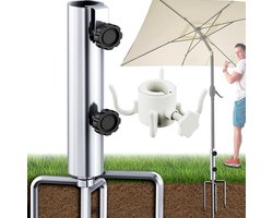 Robuuste Parasol Stand met XL Diameter, Verstelbare Grondanker en 4 Haringen voor Stabiliteit en Gebruiksgemak