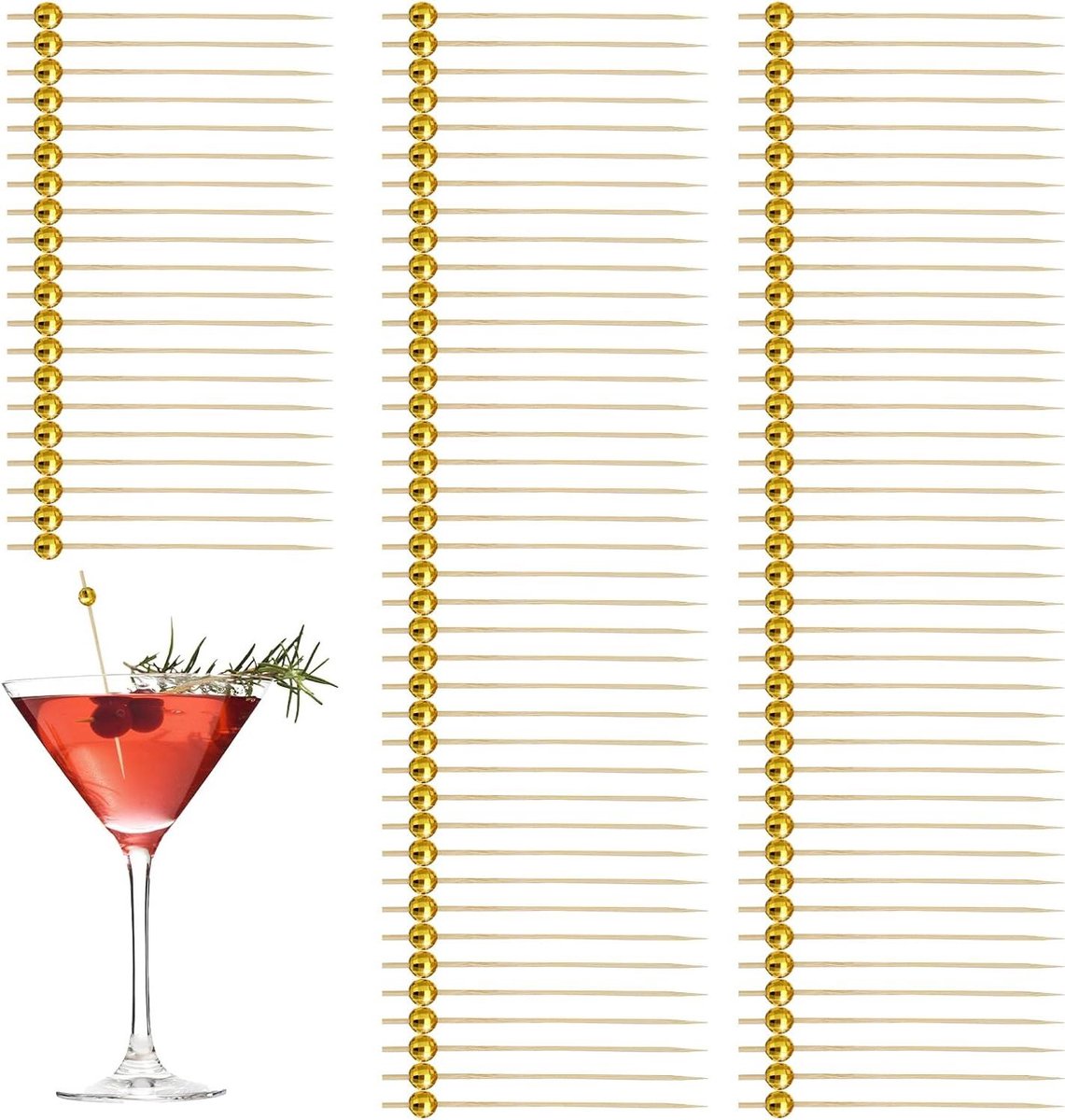 Cocktail Prikkers - Feest Decoratie - Eten Versieren - Discobal Stijl - 100 stuks - Zilver