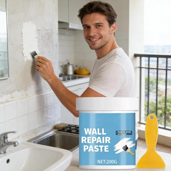 Wandreparatieset - Gipsplaat Vulmiddel - Scheuren Herstellen - Waterdichte Formule - 200g - Wit — afbeelding 4