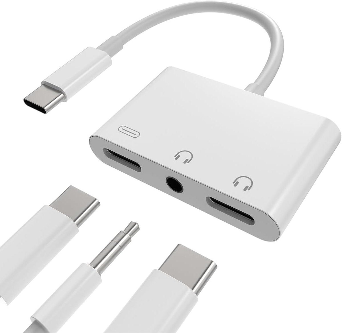 Hoofdtelefoon Adapter - Audio Kabel - Muziek Luisteren - Drie Poorten - 35 mm - Zwart