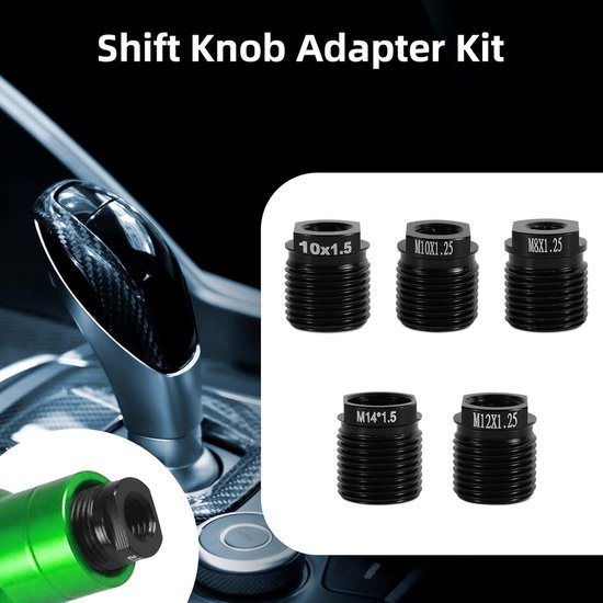 Versnellingspook adapterset - Schroefdraad adapters - Auto aanpassen - Universele pasvorm - 5 stuks - Zwart — afbeelding 5