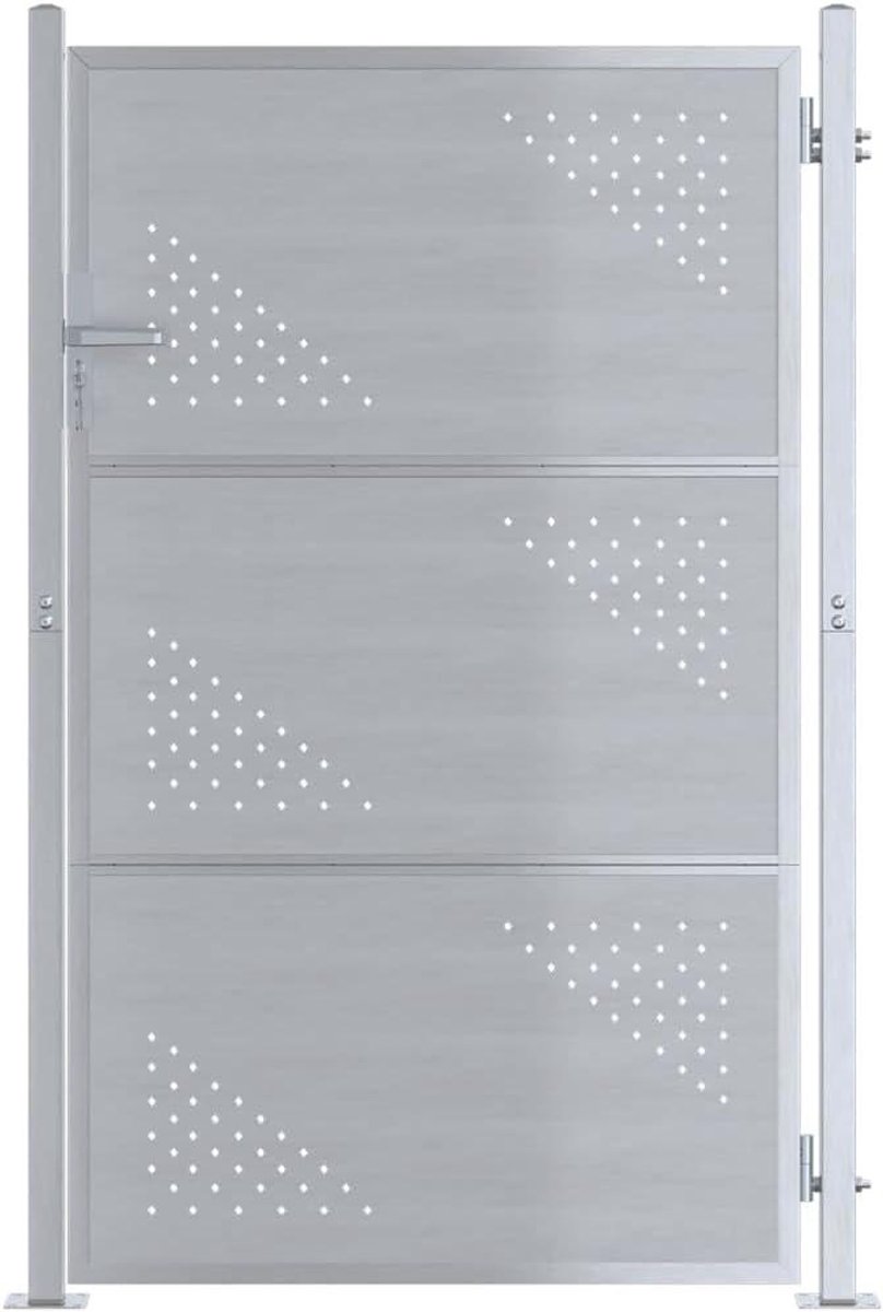 Tuinpoort Staal - Buitenhek - Tuin Afsluiten - Roestbestendig Design - 85x120 cm - Zilver