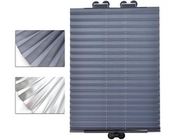 Plisségordijn met zuignappen - Verduisterend rolgordijn - Privacy en zonwering - Zonder boren te monteren - 65x140cm - Grijs