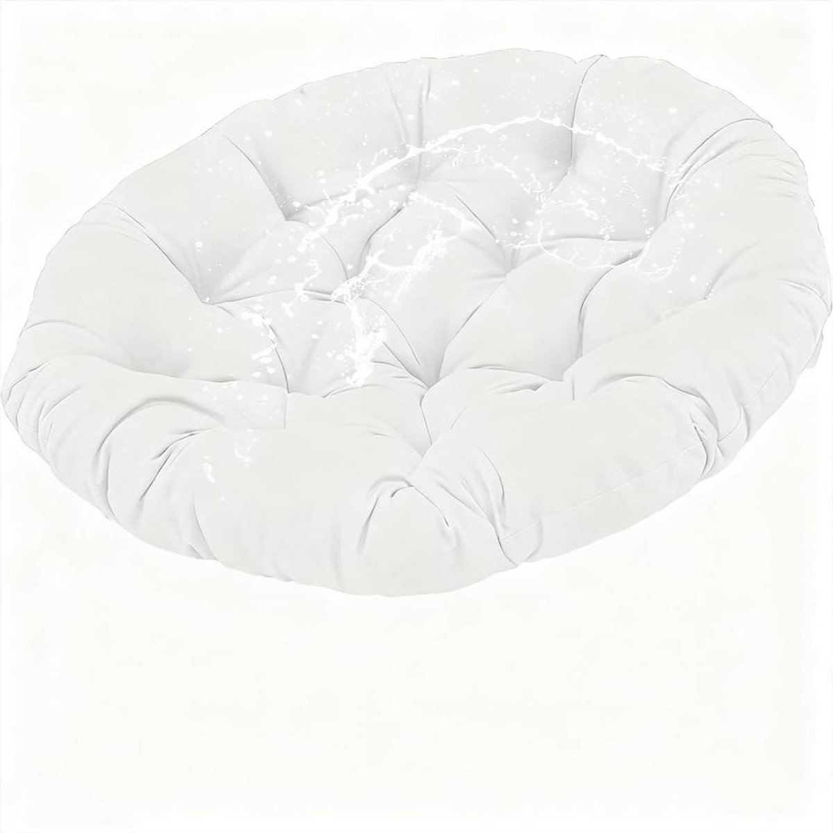 Waterdicht Rond Kussen - Tuinstoel Zitkussen - Comfort Buiten - Ademend Polyester - 60 x 60 cm - Wit