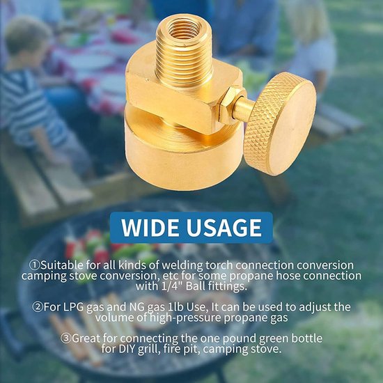 Propaan Adapter Set - Gas Fles Koppeling - Outdoor Koken - Messing Constructie - 4 Stuks - Geel — afbeelding 2